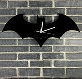 Free Shipping 1Piece Solid Handmade Batman Logo Acrylic Wall Clock for Home Decoration Unique Gift for DC Comic Fan