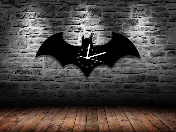 Free Shipping 1Piece Solid Handmade Batman Logo Acrylic Wall Clock for Home Decoration Unique Gift for DC Comic Fan